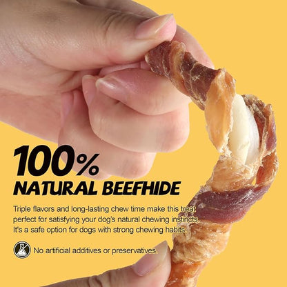 ASMPET Dog Treats Chews, Chicken & Duck Wrapped Rawhide Sticks (20 pcs, 10.6 oz, 5 inch)