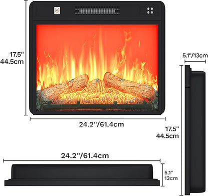 DWVO 23 Inches Electric Fireplace Insert, Recessed Fireplace Heater