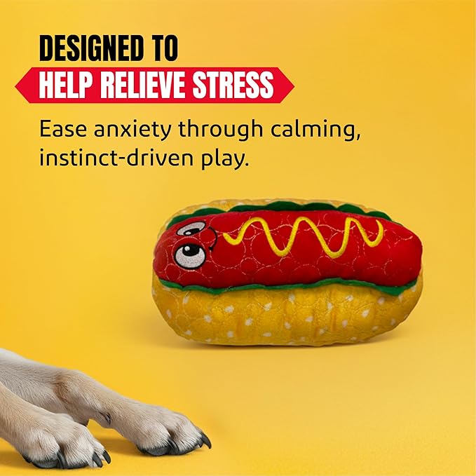 Bite Force - Durable & Strong Dog Toy Wieny Wiggle with Squeaker, Kevlar-Reinforced Seams for Aggressive chewers- red.