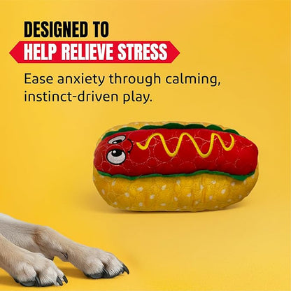 Bite Force - Durable & Strong Dog Toy Wieny Wiggle with Squeaker, Kevlar-Reinforced Seams for Aggressive chewers- red.