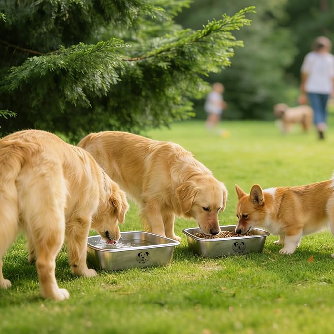 2-Pack Stainless Steel Large Dog Water Bowl, Spill-Proof Metal Dog Food Bowls, Easy Clean Outdoor Dog Water Bowl for Medium Large Dogs, X-Large & Cats 0.85 Gallons