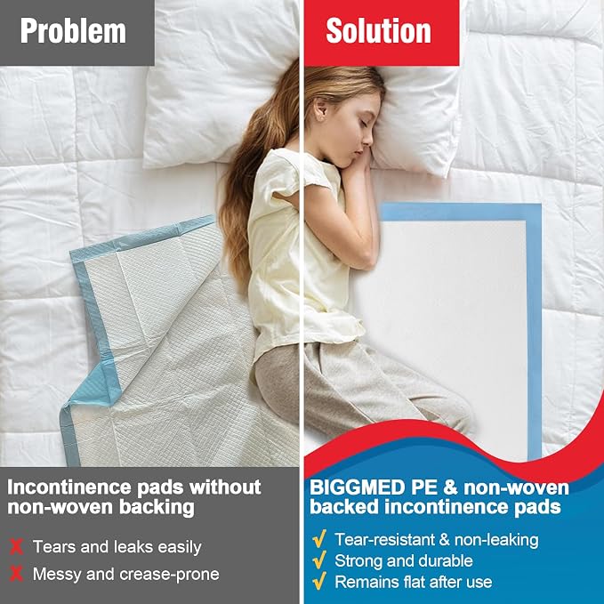 BIGGMED 50 Count Disposable Bed Pads 30" x 36" , Ultra Tear-Resistant, Super Absorbent Chux, Thicker Extra Large Incontinence Bed Pads, Pee Pads for Adults, Kids, Elderly, Pets