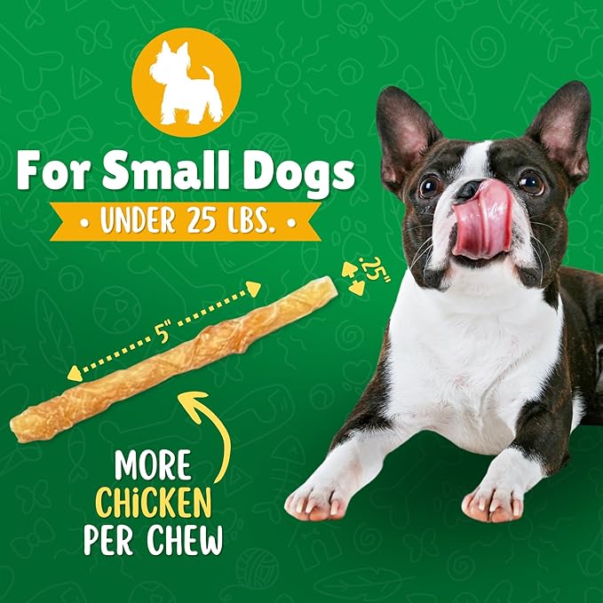 Chicken Wrapped Rawhide Dog Treats – 200ct. Rawhide Chew Sticks – Long Lasting Chews for Small Dogs Made in The USA with Natural Chicken and Beef Hide