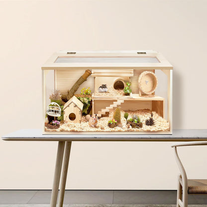 Prolee Hamster Cage Chew Proof, Mice and Rat Habitat Openable Top with Acrylic Sheets, Hamster Habitat Solid Built (24”L x 16" W x 16" H)