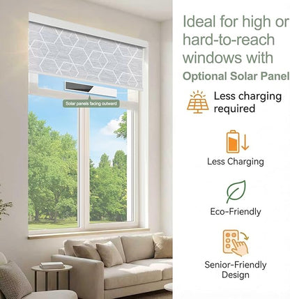 Tipiace Motorized Blinds with Remote Window Roller Shade Wireless Rechargeable