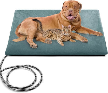 PETNF Outdoor Pet Heating Pad for Cats & Dogs, 100.4-107.6°F Auto Temp Control, Waterproof Fireproof, for Cat House/Dog Kennel/Terrace, Fits Domestic & Stray Pets (Gray 15.7"X27.6")