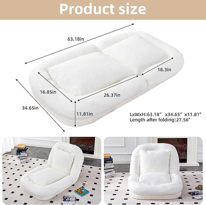 Beige Folding Sofa Chair - 5 Adjustable Positions for Comfort, Perfect Plush Lounge Chair for Gaming, Meditation, and Relaxing Moments!