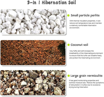 Hamiledyi 1.32LB Reptile Coconut Fiber Substrate Hibernant Soil Mix Perlite Vermiculite 3 in 1 Terrarium Bedding for Lizard Tortoise Chameleon Snake Iguanas Geckos Forg