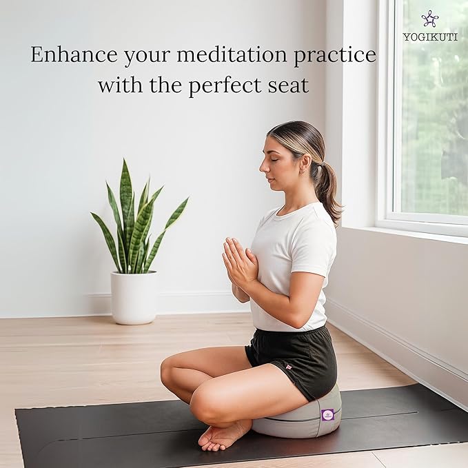 Yogikuti Meditation Cushion – 100% Pure Cotton Zafu for Comfortable Meditation & Yoga – Floor Sitting Pillow for Mindfulness & Support