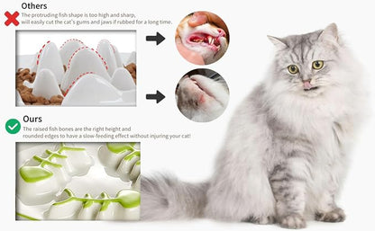 Ceramic Elevated Slow Feeder Cat Bowl, Anti Vomit, Removable Dish, Green | Removable Ceramic Bowl Elevated Anti Vomit Whisker-Friendly Wet & Dry Food Green Glazed Finish