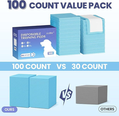 SCLOSE Puppy Pads XXL 100 Count 30"x36" Dog Pee Pads Extra Large Potty Pads | Wee Wee Pads Great Value 7-Layers Super Absorbent Leak-Proof Disposable Training Pads for Puppies Doggie Pads Housebreaking