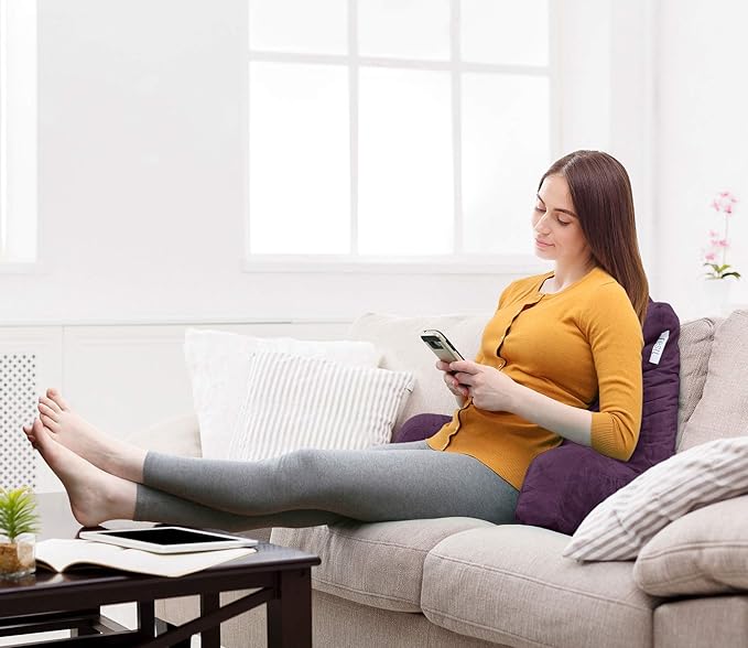 Nestl Reading Pillow for Kids & Teens with Shredded Memory Foam, Backrest Pillows for Reading, Watching, and Gaming, Use on The Couch, Bed, or Floor, Adjustable Support with Washable Cover Purple
