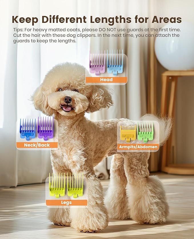 oneisall Dog Grooming Clippers for Thick Heavy Coats, Low Noise Cordless Dog