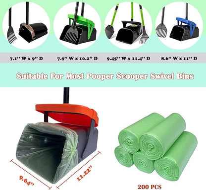 Dog Poop Bags for Most Pooper Scooper Swivel Bin, 200 Count 100% Leak Proof Poop Bags for Dogs, Large Enough for Common Pooper Scoopers