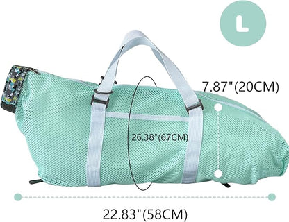 Cinf Cat Bathing Bag(Free Muzzle) Breathable Mesh Anti Scratch Adjustable Cat Grooming Bag for Nail Trimming, Bathing Soft Cat Washing Bag(Mint) L