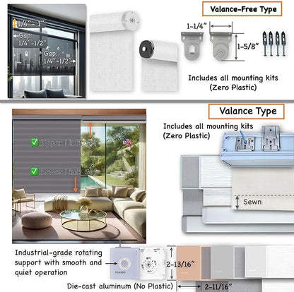 HILADUO Customized Solar Screen Roller Shade Blinds