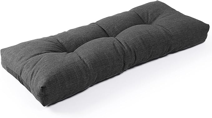 SUNROX LokGrip Non Slip Tufted Memory Foam Bench Cushion, FadeShield Water Resistant Durable Thicken Outdoor/Indoor Bench Seat Pads 48x16x4 inch, Midnight