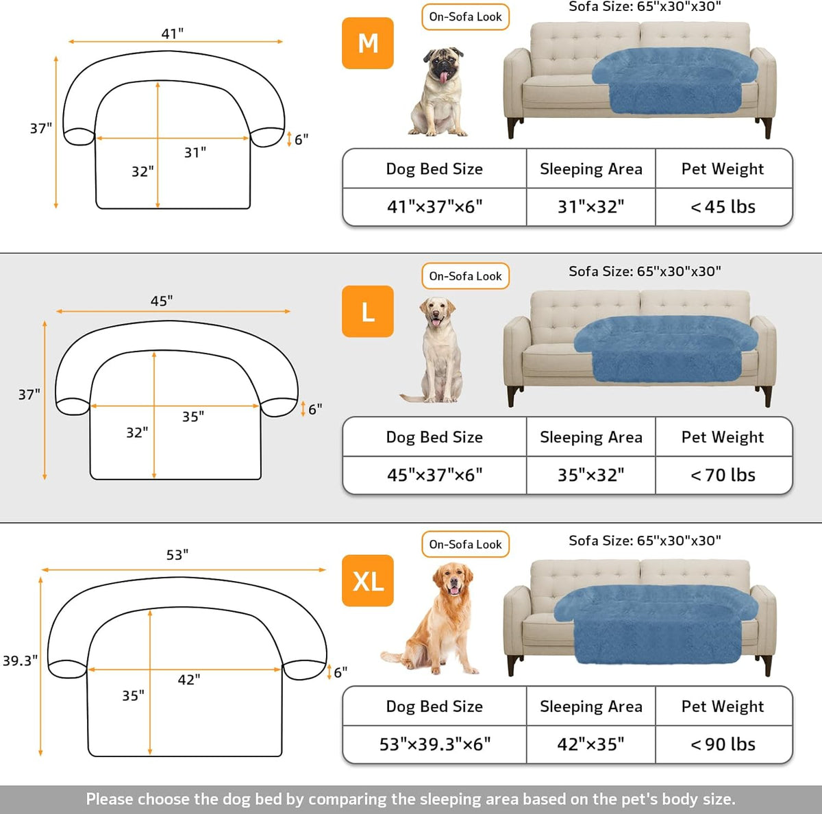 GGIB Calming Dog Bed Fluffy Plush Dog Mat for Furniture Protector with Removable Washable Cover for Large Medium Small Dogs and Cats (Large, Navy)
