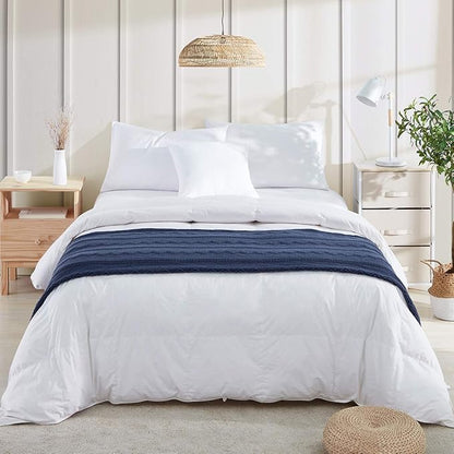 BOURINA Navy Throw Blanket 50 x90 Inches Throw Textured Solid Soft Sofa Throw Bed Runner Couch Cover Knitted Decorative Blanket Bed Runner