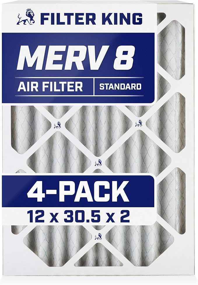 Filter King 12x30.5x2 Air Filter | 4-PACK | MERV 8 HVAC Pleated A/C Furnace