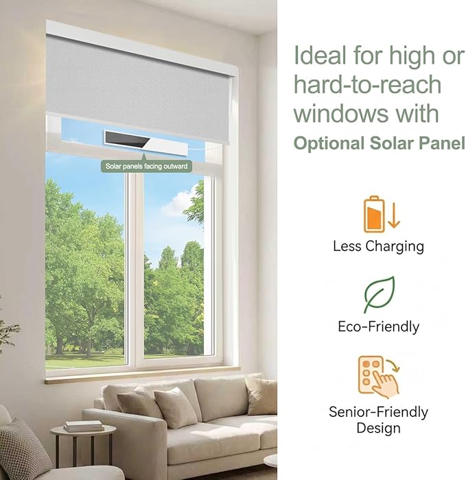 Motorized Blinds with Remote Window Roller Shade Wireless Rechargeable Motor