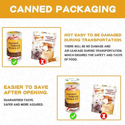 PAWUP Dog Treats Chicken Wrapped Rawhide Sticks Long Lasting Dog Chews, Natural Snacks for Medium Large Dogs w/Taurine,12.5 oz