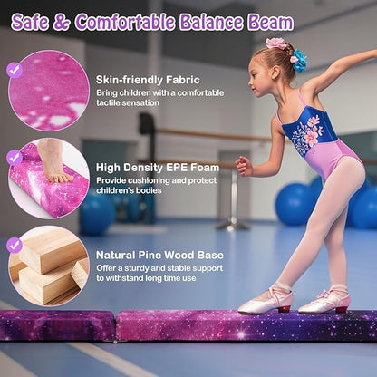 Giantex 7FT/8FT/9FT Balance Beam, Folding Gymnastics Beam w/Carry Handles