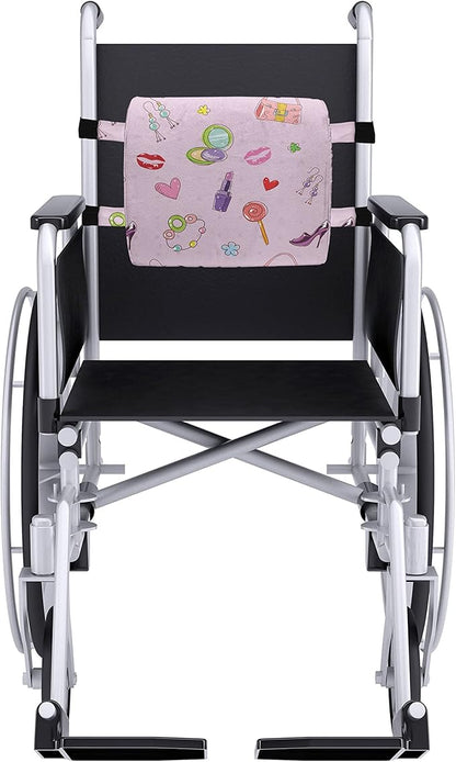 Ambesonne Cartoon Lumbar Back Support Pillow, Girls Illustration with Fashion Accessories and Makeup Lollipop Flower Print, High Density Foam for Office Chairs Car Seats, 14" x 13", Pink Purple