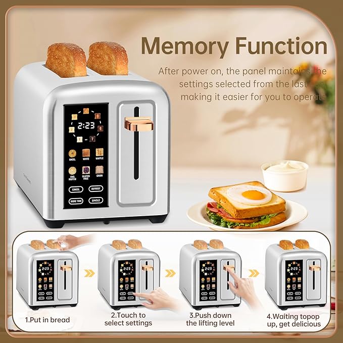 SEEDEEM Toaster 2 Slice, Real Touch Screen