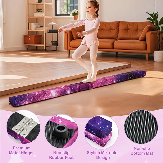 Giantex 7FT/8FT/9FT Balance Beam, Folding Gymnastics Beam w/Carry Handles
