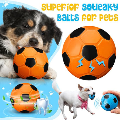 Vinsot 6 Pack 2.6'' Squeak Latex Dog Toy Ball Soft Durable Chew Puppy Soccer Toy Rubber Fetch Interactive Dog Ball for Small Medium Pets Training Supply