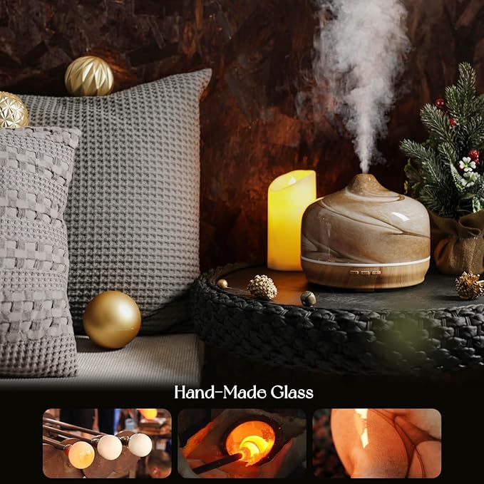 Porseme 500ml Glass Essential Oil Diffuser Aromatherapy Ultrasonic Cool Mist