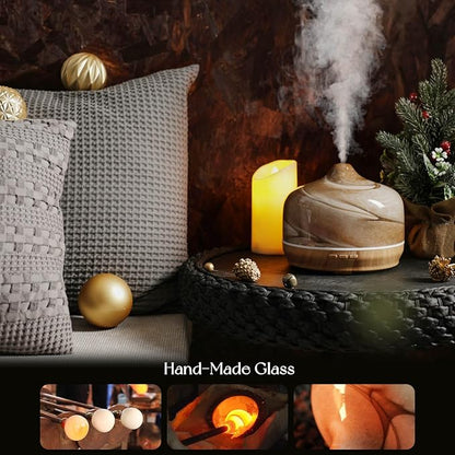 Porseme 500ml Glass Essential Oil Diffuser Aromatherapy Ultrasonic Cool Mist