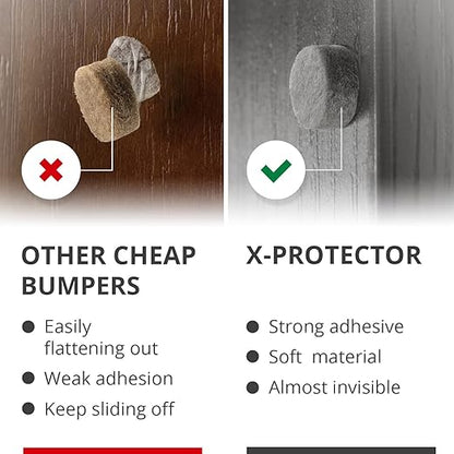 Cabinet Door Bumpers X-Protector 100 PCS – Small Felt Pads 3/8” – Ideal Grey Felt Bumpers – Self-Adhesive Thick Felt Dots – Bumper Pads to Protect Glass & Other Surfaces!