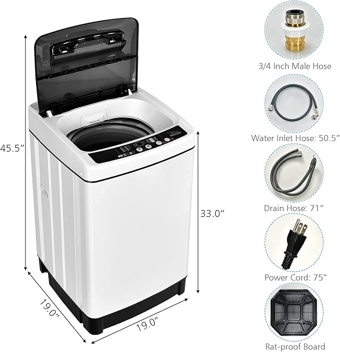 Giantex Portable Washing Machine, 2 in 1 Full Automatic Laundry Washer 1.5Cu.Ft