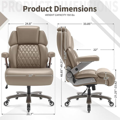Big and Tall Office Chair 700lbs - Adjustable Headrest&Lumbar Support, 3D Flip Arms, Large Wheels &Heavy Duty Metal Base, Ergonomic High Back Computer Chair Desk Chair, Thick Padded Extra Wide Seat