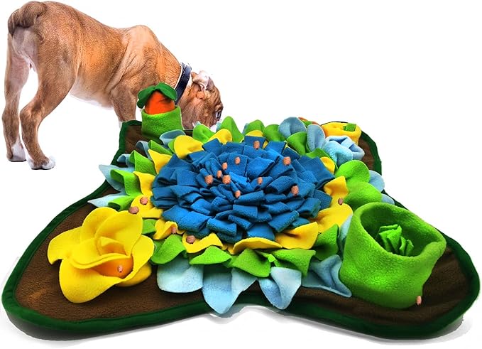 Dogs Snuffle Mat Pet Feeding Mats Puppy Sniffing Pad,Cat Doggies Interactive Puzzle Toys for Multiple Breeds Encourages Natural Foraging Skills,Training and Stress Release (Blue-01)