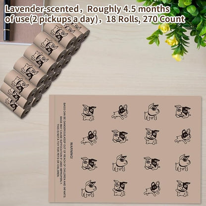 Thick Strong Leak Proof Waste Bag for Dogs with Holder-270 CoffeeLarge Poop Bags,Biodegradable Dog Poo Bags with Corn Starch Blended Compostable Bag