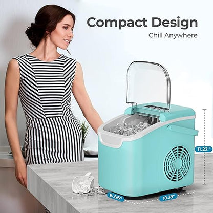 Countertop Ice Maker, 26 lbs/Day ice Production, 2 Sizes, 8 ice Cubes in 6