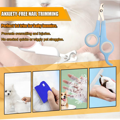 Rabbit Grooming Kit – Bunny Grooming Kit with Shedding Brush, Nail Clippers & Comb – Small Animal Grooming Supplies for Rabbits, Guinea Pigs, Hamsters, Ferrets - Small Pet Shedding & Care (Blue)