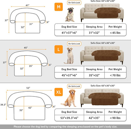 GGIB Calming Dog Bed Fluffy Plush Dog Mat for Furniture Protector with Removable Washable Cover for Large Medium Small Dogs and Cats (Large, Brown)