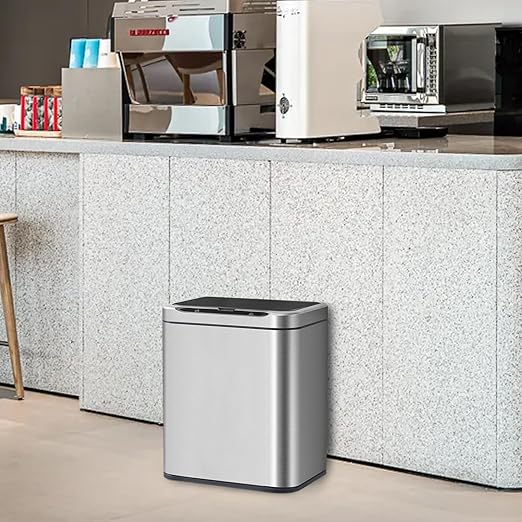 ELPHECO Stainless Steel Office Trash Can Motion Sensor Garbage Can Touchless