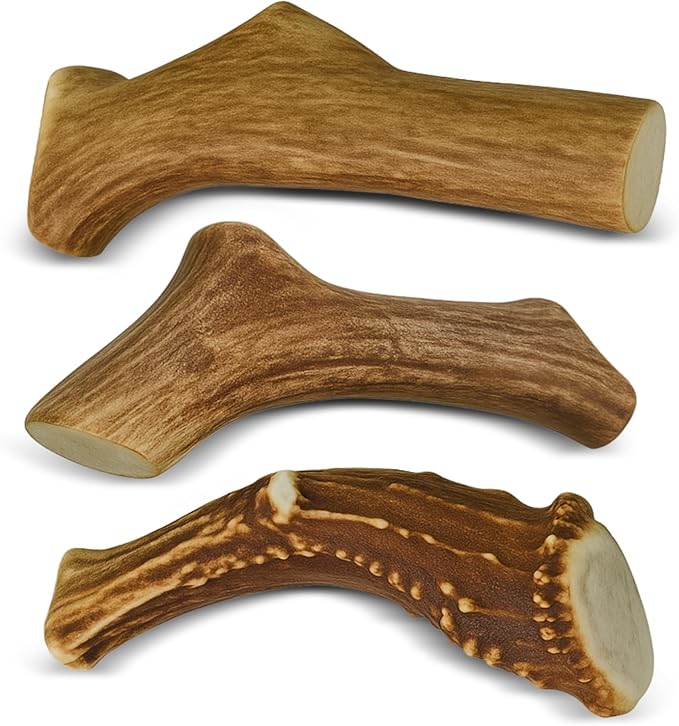 WhiteTail Naturals (3 Pack Deer Antlers for Large Dogs, Antler Dog Chews - Crafted in USA Dog Antler - Long Lasting Bone for Aggressive Chewers