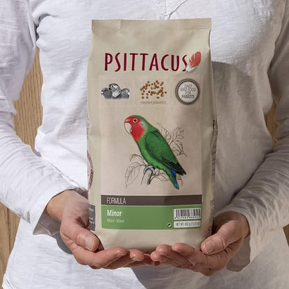 Psittacus Minor 1 lb | Complete Pellet Diet for Lovebirds, Parrotlets and Green Cheeks | Premium Food for Birds, 100% no-GMO