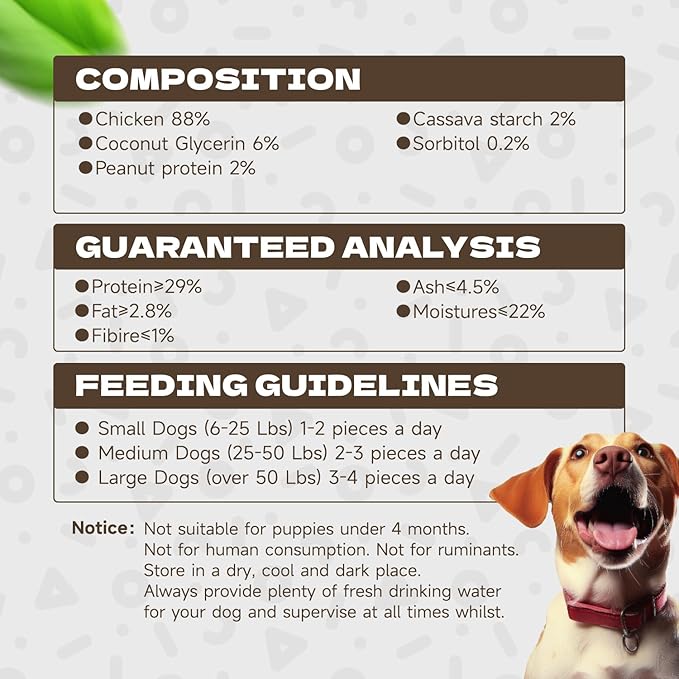 Chicken Sausage Dog Treats, High Protein Chicken Jerky Training Treats Skiny Coat Soft Dog Chews Pet Snacks for Senior Small Medium Large Breed 10.58oz