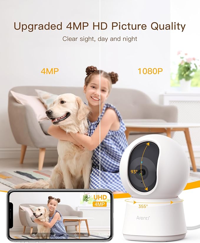 ARENTI 5G Indoor Security Camera, 4MP Pet Camera