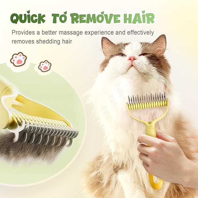 Double-Sided Pet Grooming Brush for Dogs and Cats, 2026 New Dog Deshedding Brush, Dematting Comb Removes Tangles Knots and Loose Fur, Ergonomic Pet Grooming Tool (Red*2)