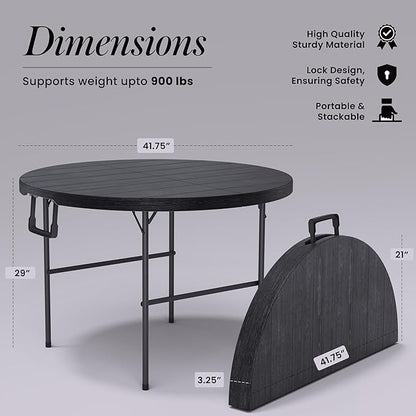 Our Modern Space 3.5 Feet Circular Round Foldable Table with Built in Handle & Steel Legs | Heavy Duty Portable | Perfect for Party, Dining, Wedding, Events, Picnic Indoor, Outdoor, Camping, Utility