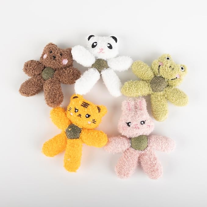 Cat Toys with Catnip Kitten Chew Bite Supplies Boredom Relief Fluffy Kitty Teeth Cleaning Chewing Cat Lovers Interactive Plush Gift (Frog&Frog)