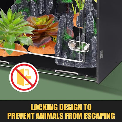 Reptile Tank 12x12x18 Terrarium – PVC Reptile Enclosure for Gecko, Snake, and Lizard – Compact Tree-Dwelling Terrarium for Small Pets